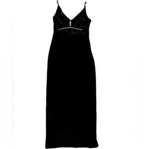One Up Women’s Fashion Velvet Long Dress Elegant Rhinestone Black Size 6